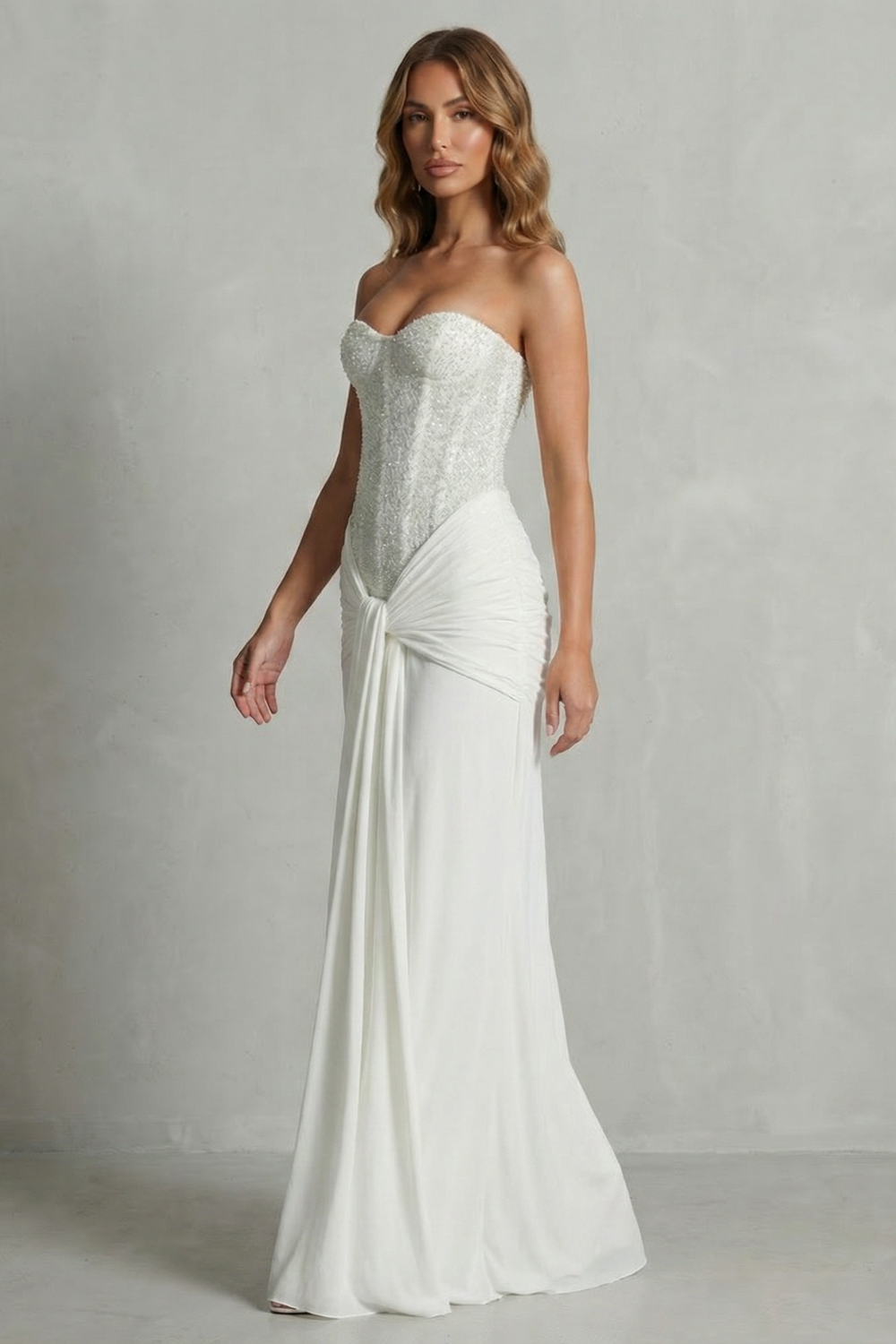 Carinelle – Draped satin elegance – Maxi dress