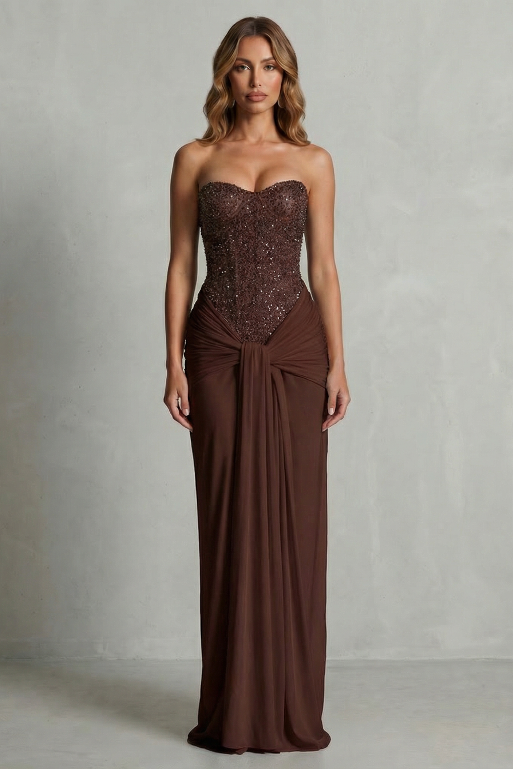 Carinelle – Draped satin elegance – Maxi dress
