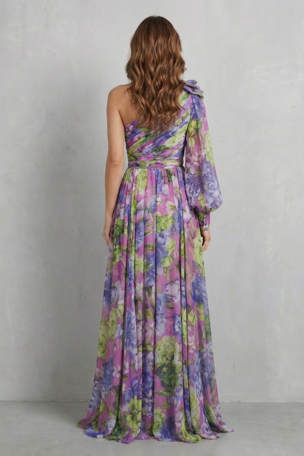 Floravique – One-shoulder floral drape – Maxi dress