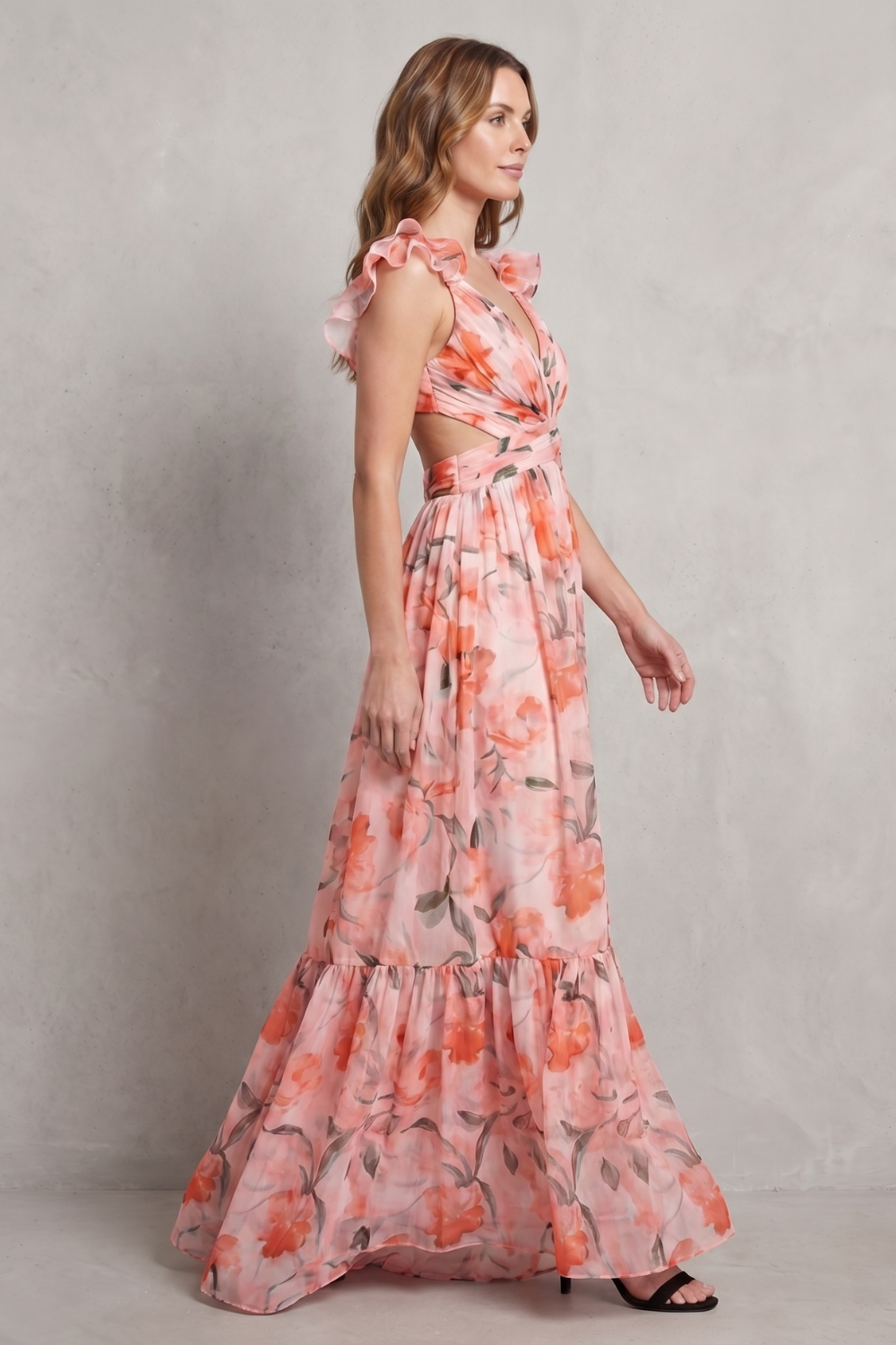 Florentia – Ruffled floral grace – Maxi dress
