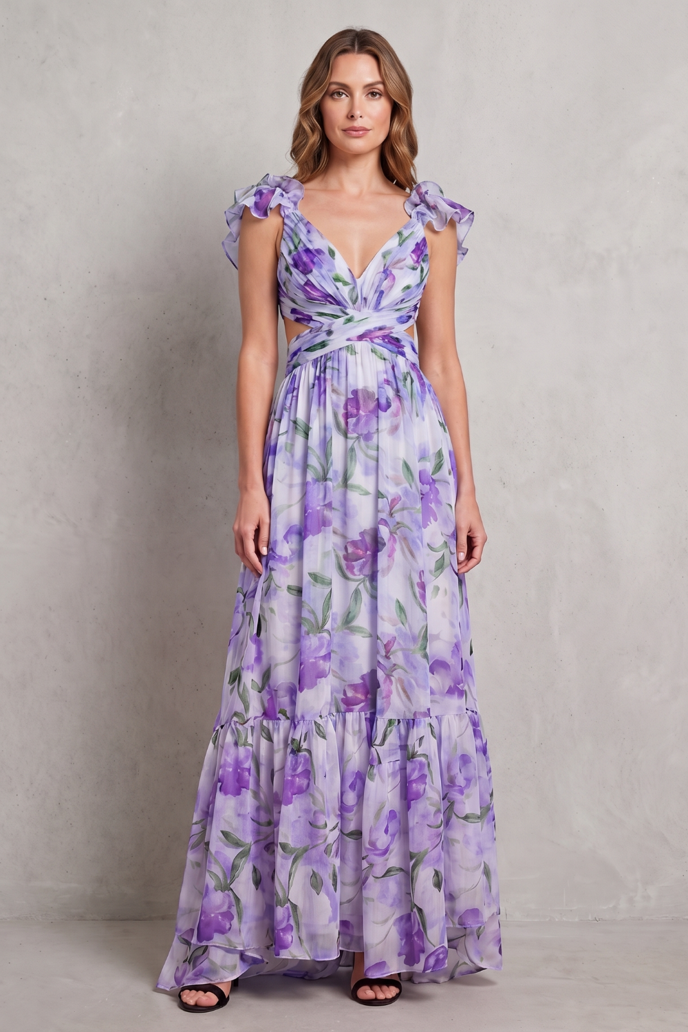 Florentia – Ruffled floral grace – Maxi dress