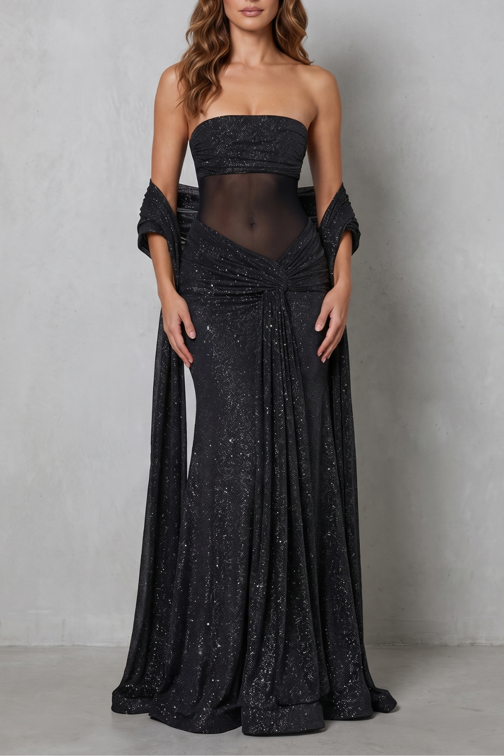Paulisse – Sheer sequin allure – Maxi dress