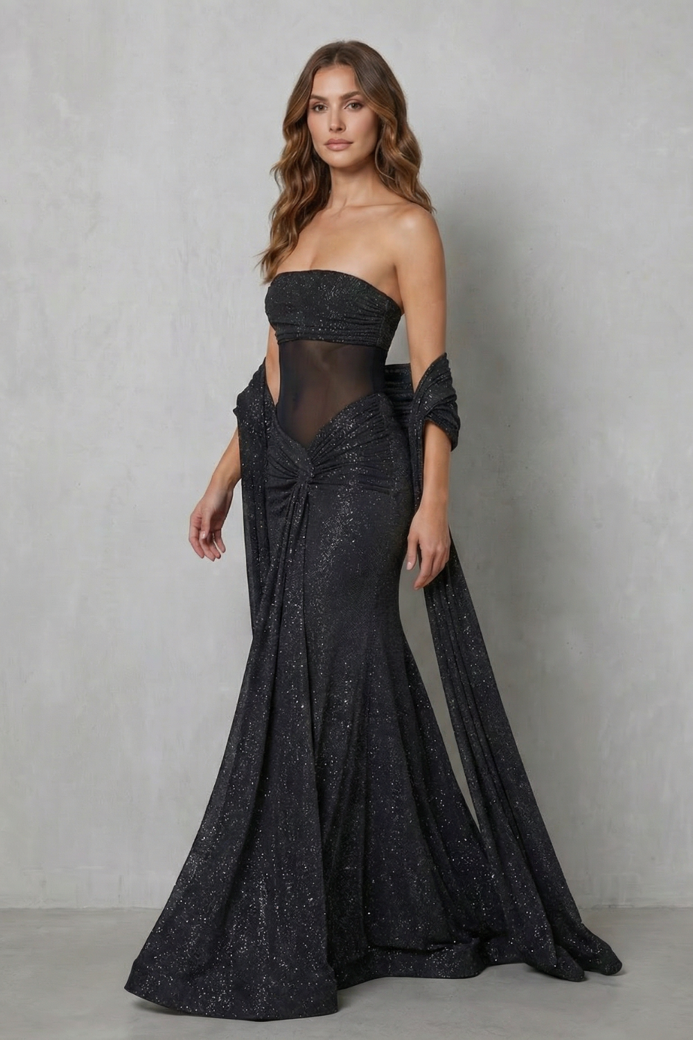 Paulisse – Sheer sequin allure – Maxi dress