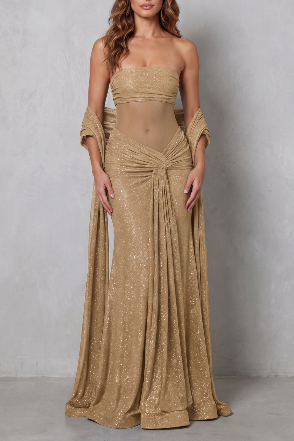 Paulisse – Sheer sequin allure – Maxi dress