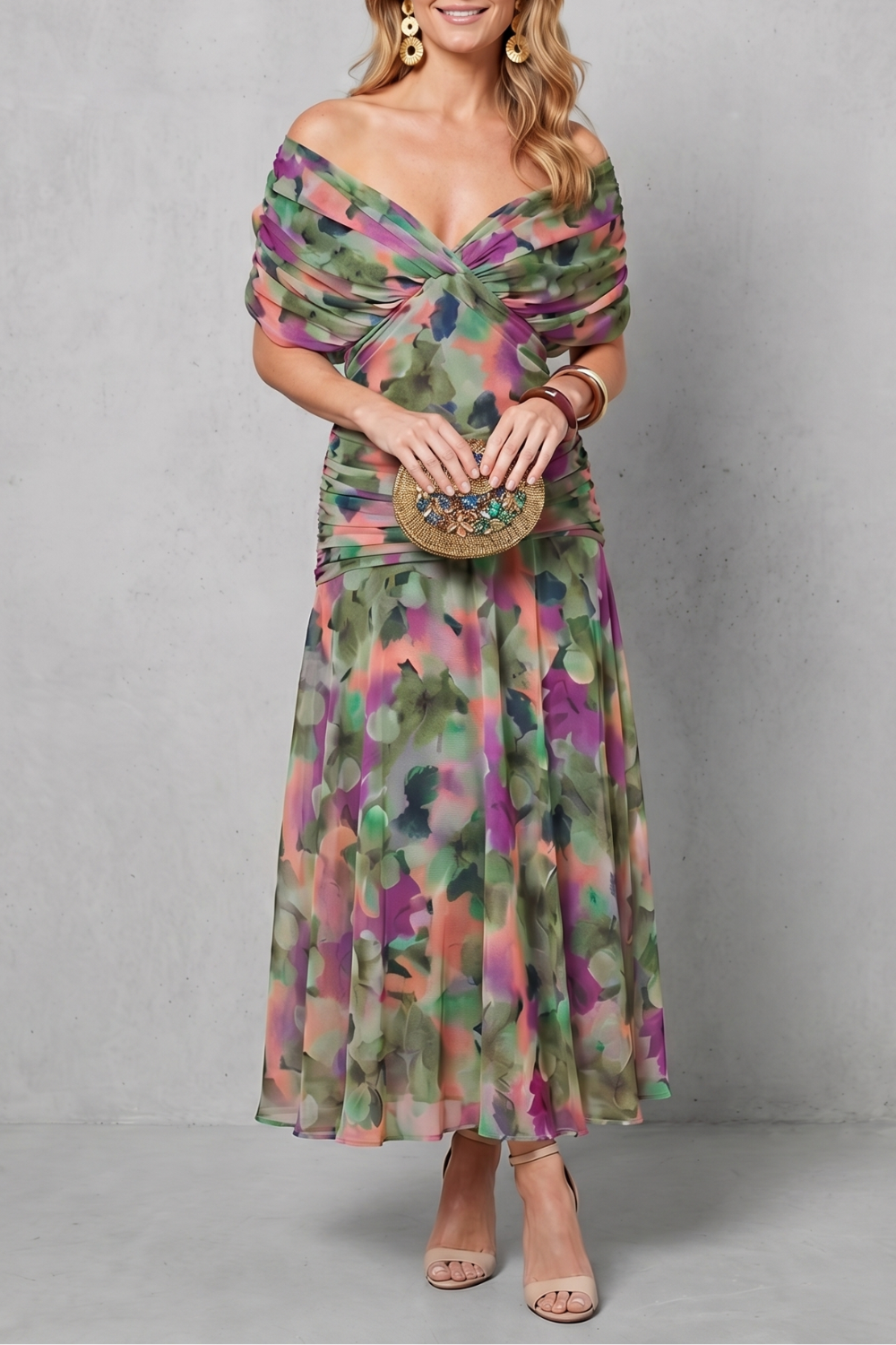 Verdelisse – Draped floral flow – Maxi dress